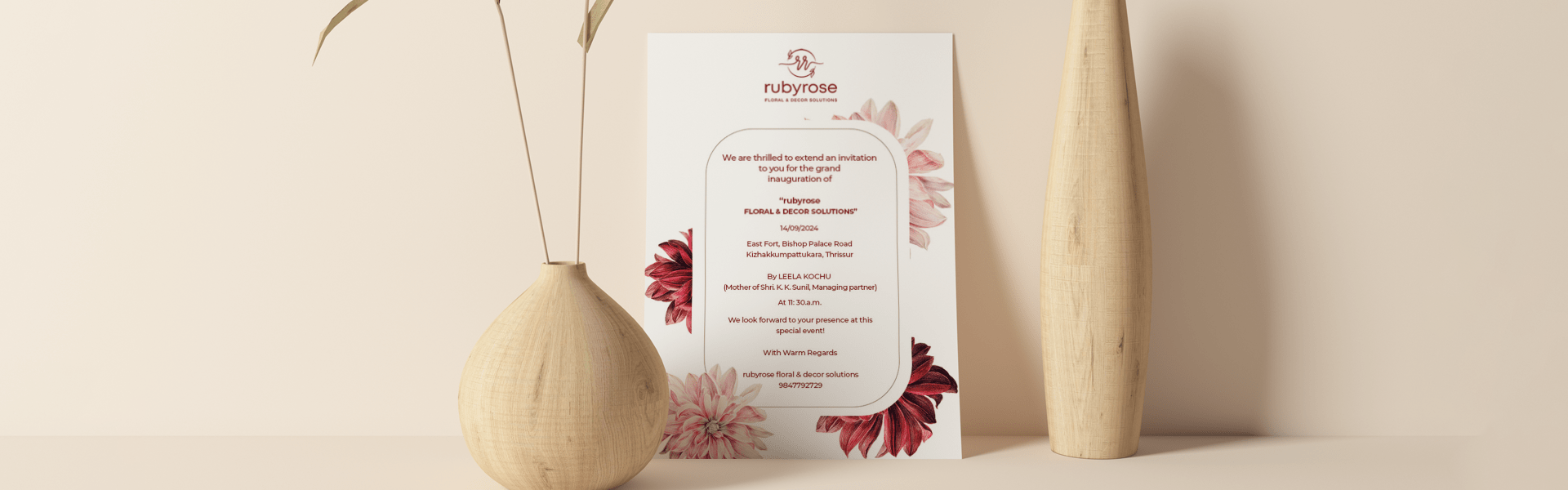 Ruby rose invitation card mockup design 1